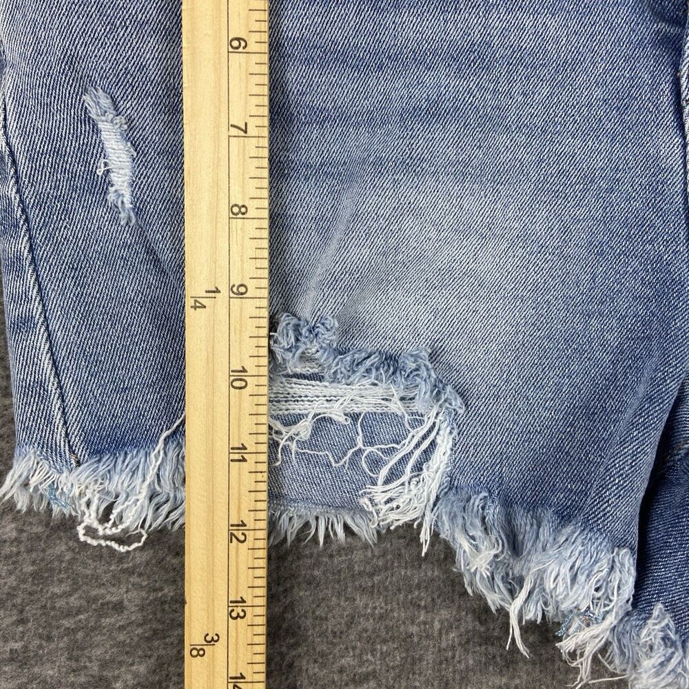 Almost Famous Cutoff Shorts Womens Juniors 9 High Rise Short Distressed Light - Picture 11 of 16